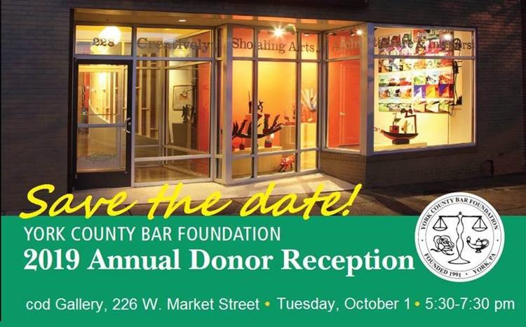 York County Bar Foundation Donor Reception - Save the Date: Oct. 1